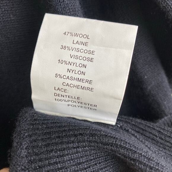 Ramy Brooke Lindsay Sweater Size L Black Lace Cashmere Blend Party Romantic - Picture 14 of 16